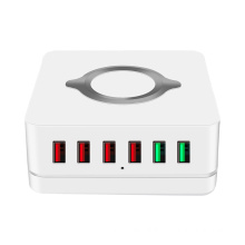 7 in 1 Smart 6 Port Fast USB Charger Multiports QC 3.0 Quick Charging Station Qi Wireless Charger for iPad iPhone Tablet